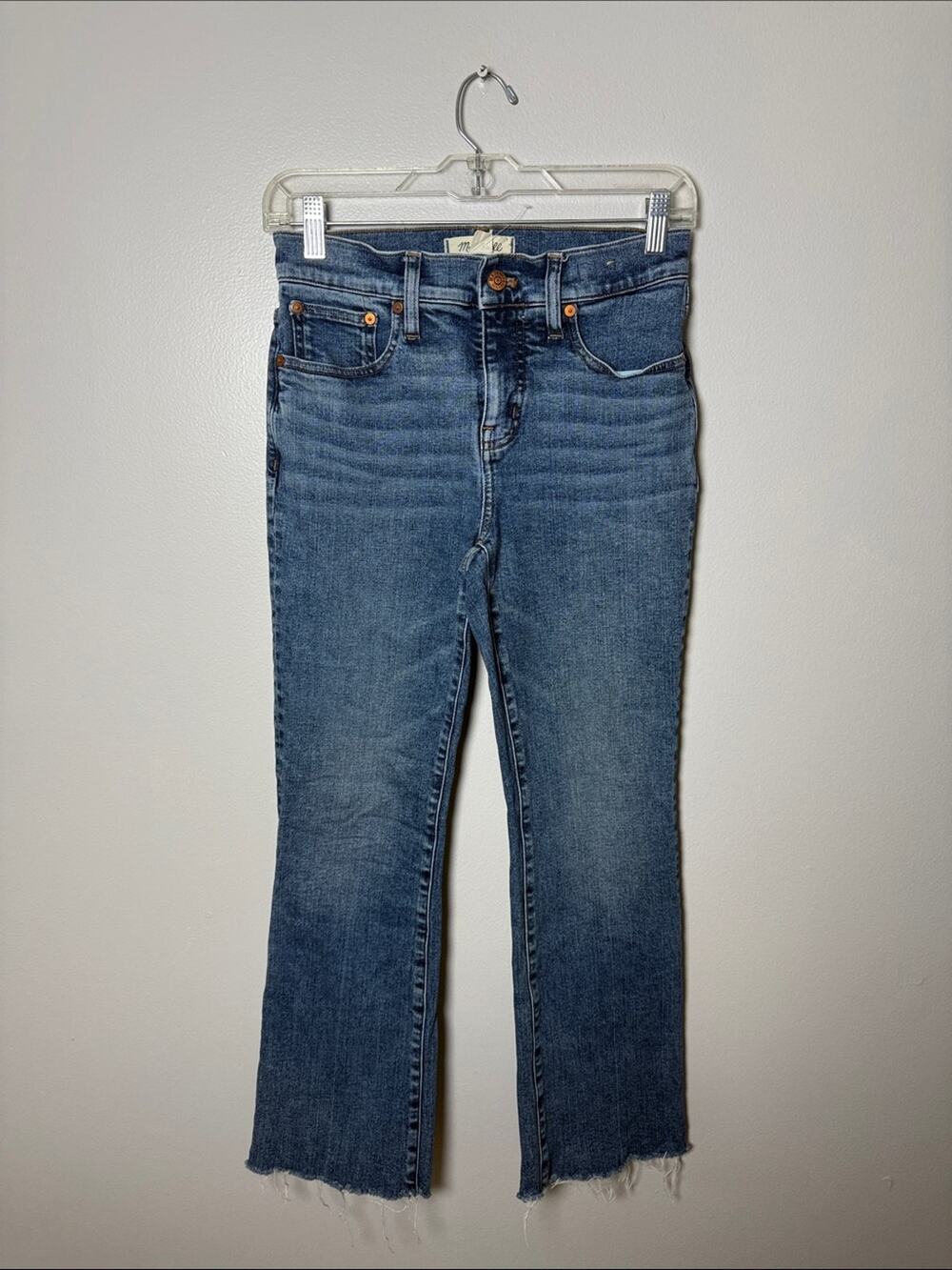 Madewell Mid Rise Kick Out Jeans Medium Blue High-Rise Cropped Straight Sz 26